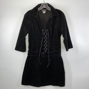 Vintage City Triangles 90's Corduroy Lace Up Mini Dress